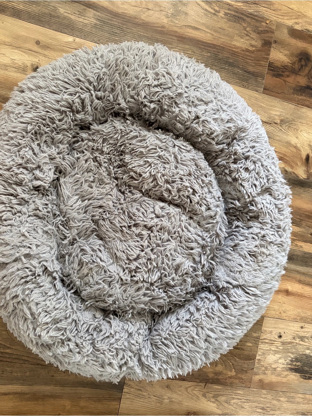 Cozy Plush Round Dog Bed in Taupe Gray - Ultra Soft Snuggle Cushion